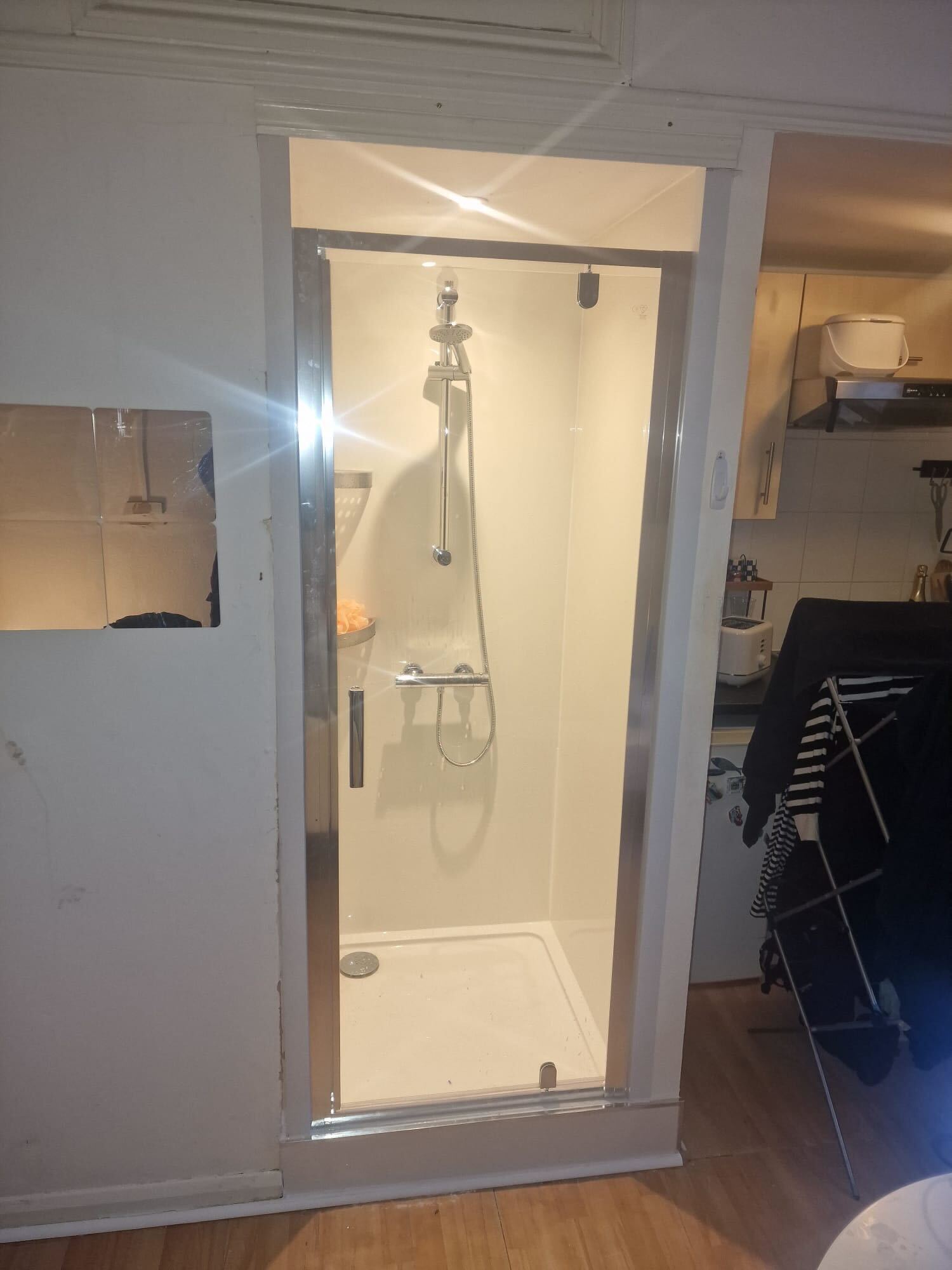 New shower cubicle installed for a large HMO in West London by The Bearded Property Co, call 020 8050 9389